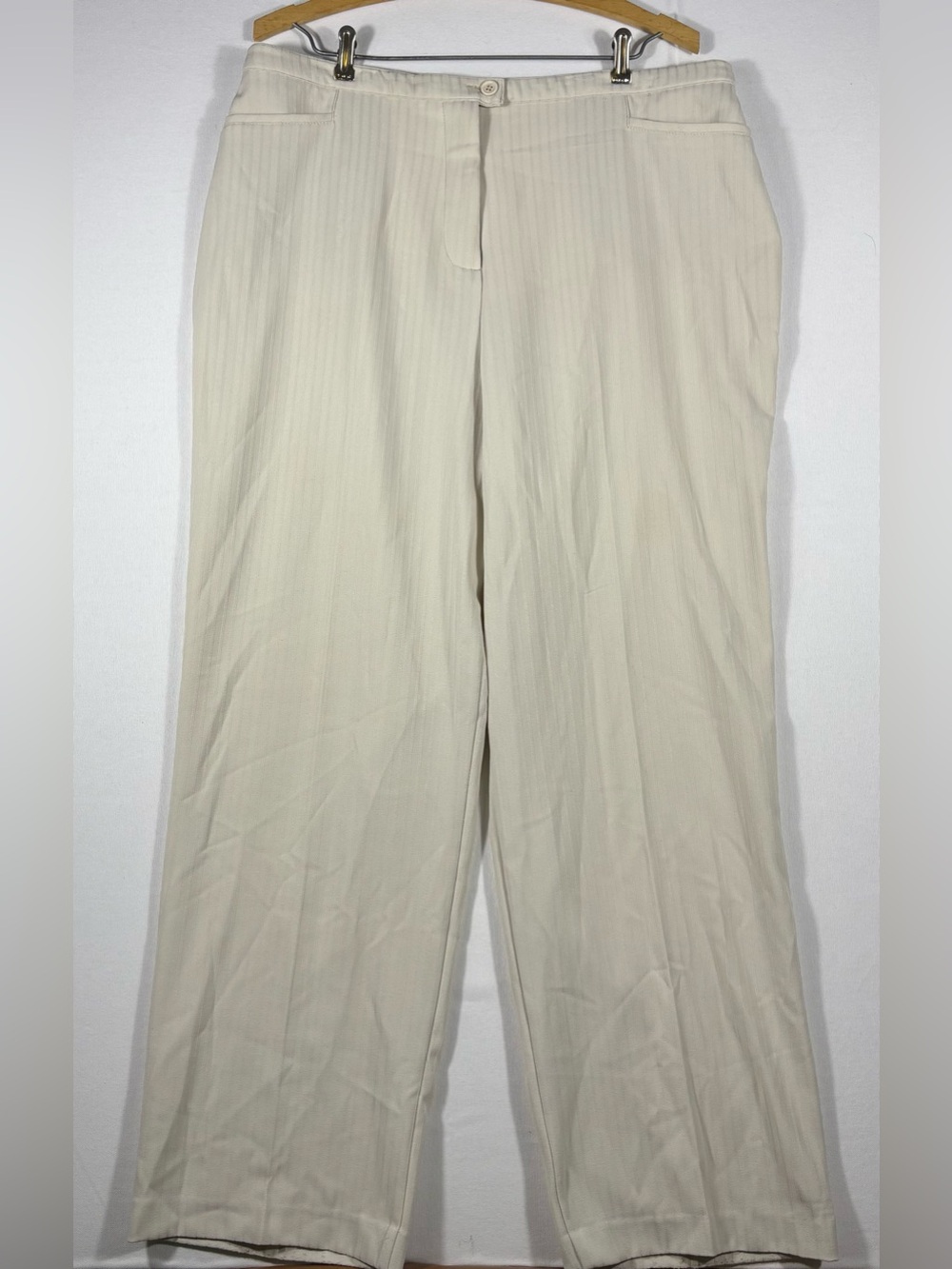 Allison Daley Women’s 16 Classic Wide-Leg Cream Pants Striped Everyday Trousers